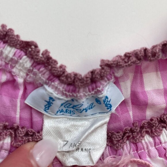 Valeria Paris Pink Plaid Blouse Girls Size 7 - Picture 4 of 4